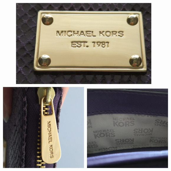 Michael Kors Purple & Gold Snakeskin Continental Zip Wallet - Picture 6 of 6